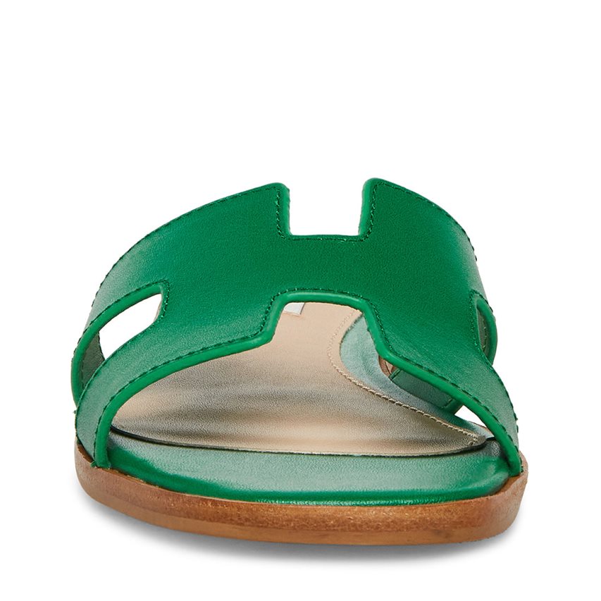 Green Steve Madden Hadyn Leather Women's Slides | PH 6572OBE